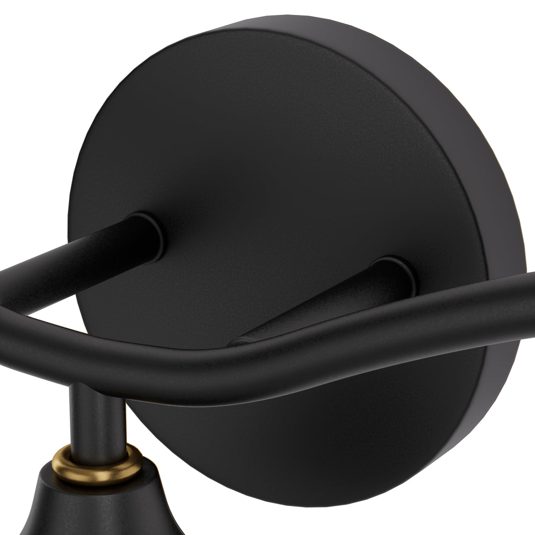 Shine Black and Gold ETL Dimmable Wall Sconces with Petal Shaped Glass Shade #48007