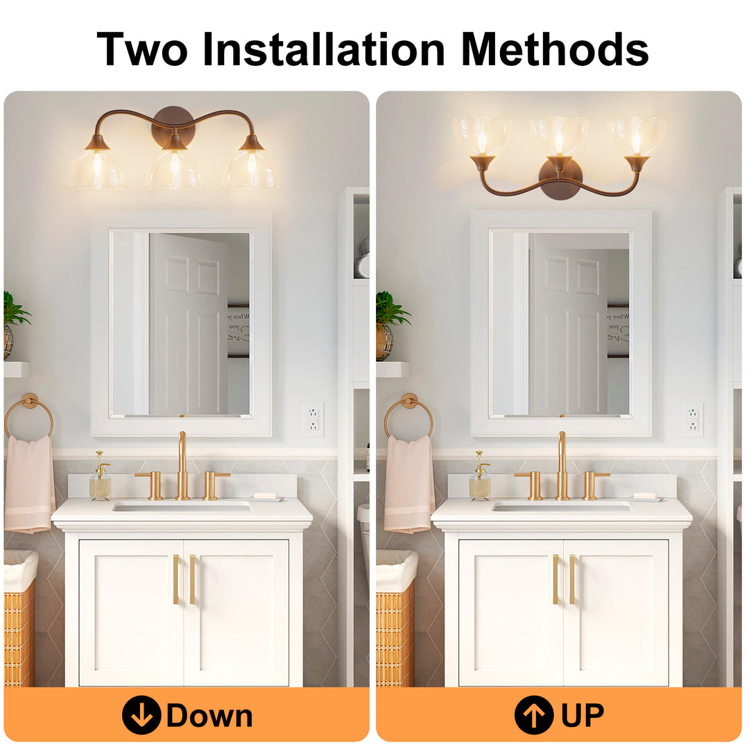 Shine Black and Gold ETL Dimmable Wall Sconces with Petal Shaped Glass Shade #48007