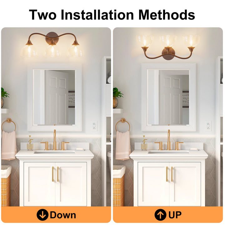 Shine Black and Gold ETL Dimmable Wall Sconces with Petal Shaped Glass Shade #48007