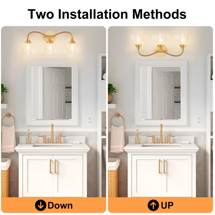 Shine Black and Gold ETL Dimmable Wall Sconces with Petal Shaped Glass Shade #48007