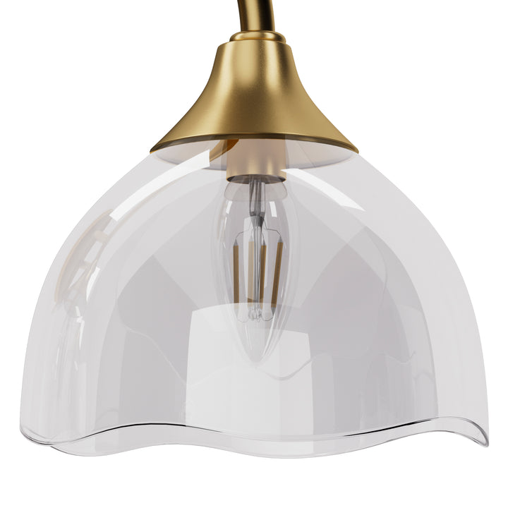 Shine Black and Gold ETL Dimmable Wall Sconces with Petal Shaped Glass Shade #48007