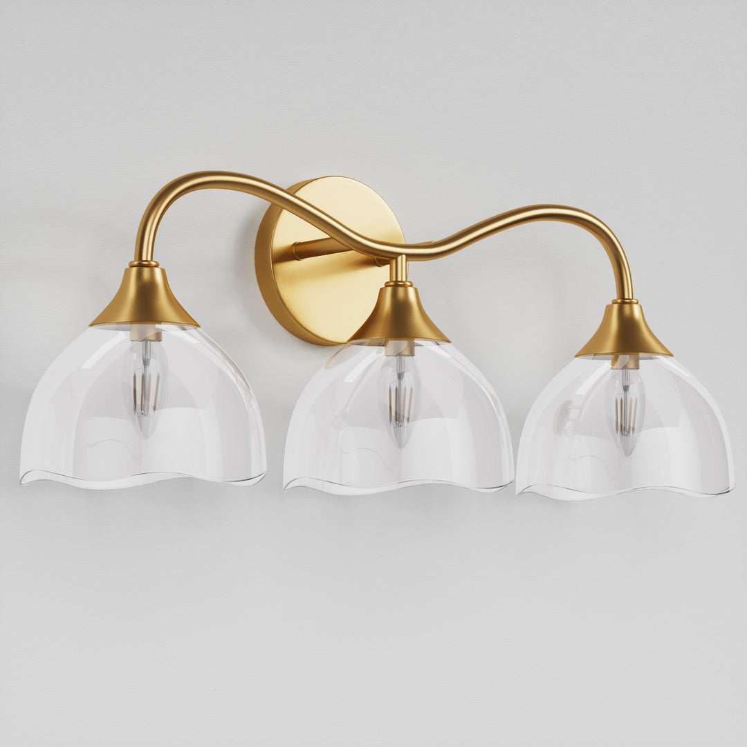 Shine Black and Gold ETL Dimmable Wall Sconces with Petal Shaped Glass Shade #48007