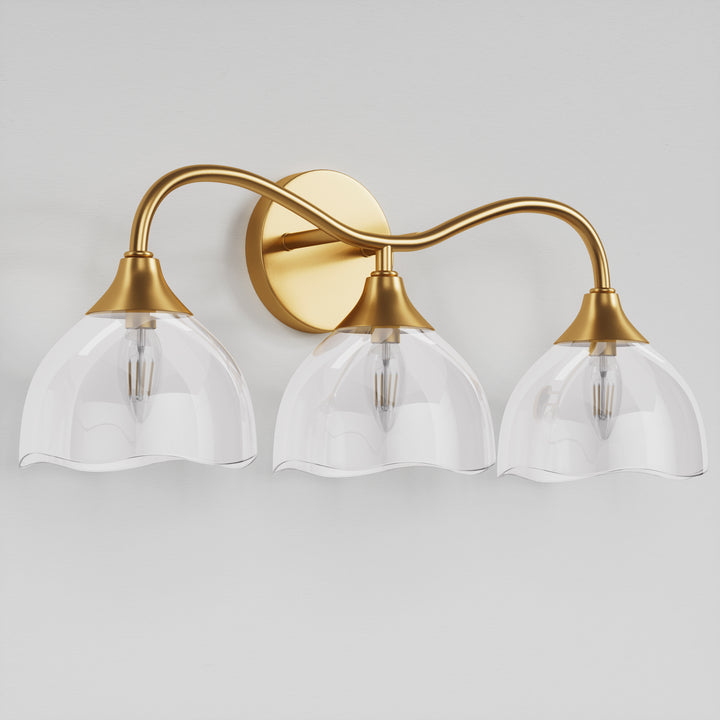 Shine Black and Gold ETL Dimmable Wall Sconces with Petal Shaped Glass Shade #48007