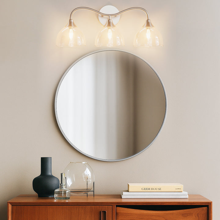 Shine Black and Gold ETL Dimmable Wall Sconces with Petal Shaped Glass Shade #48007