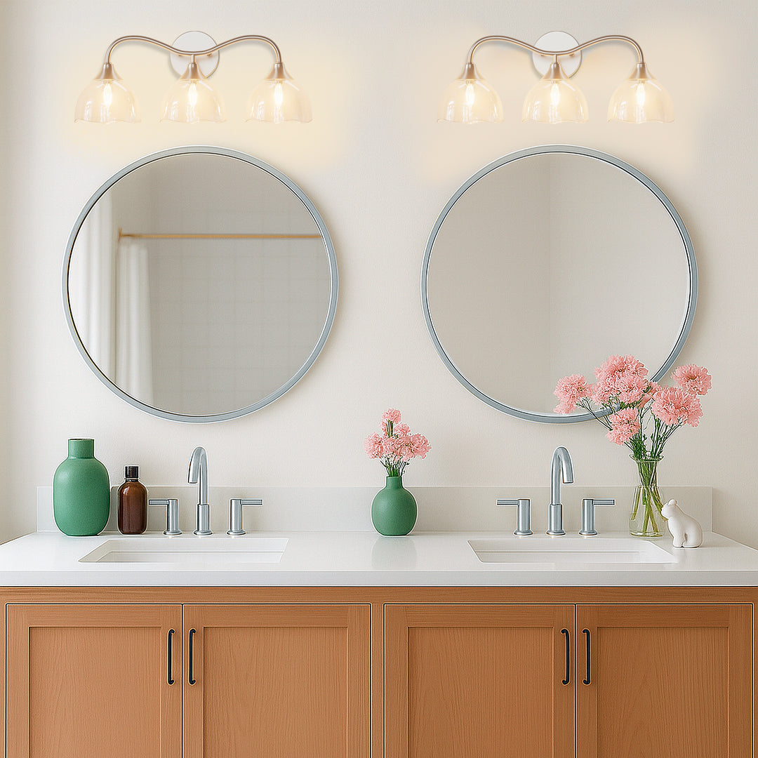 Shine Black and Gold ETL Dimmable Wall Sconces with Petal Shaped Glass Shade #48007