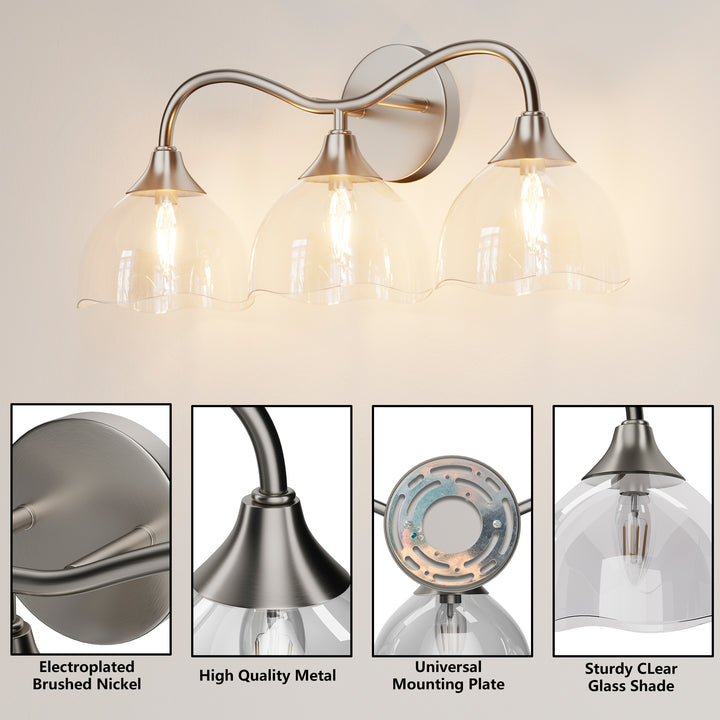 Shine Black and Gold ETL Dimmable Wall Sconces with Petal Shaped Glass Shade #48007