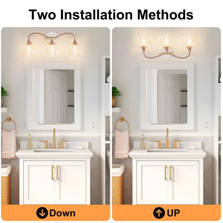 Shine Black and Gold ETL Dimmable Wall Sconces with Petal Shaped Glass Shade #48007