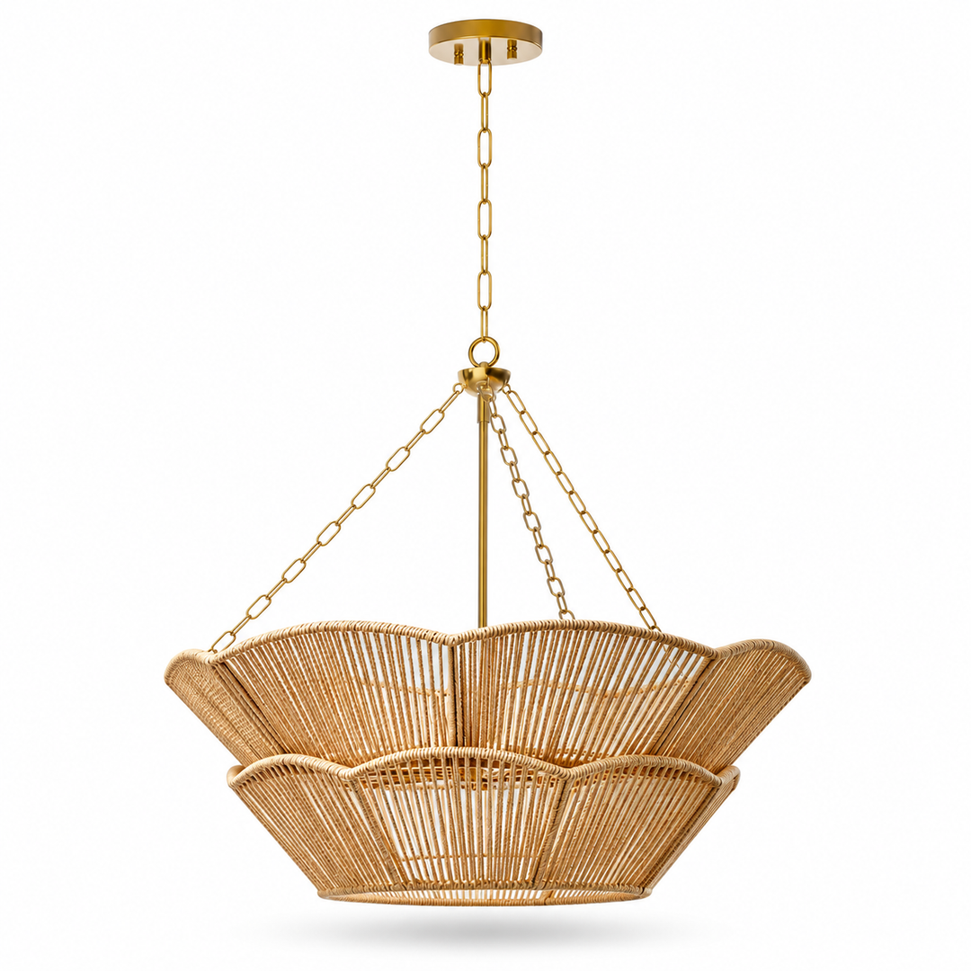 Shine 6-Light Floral Rattan Chandelier 