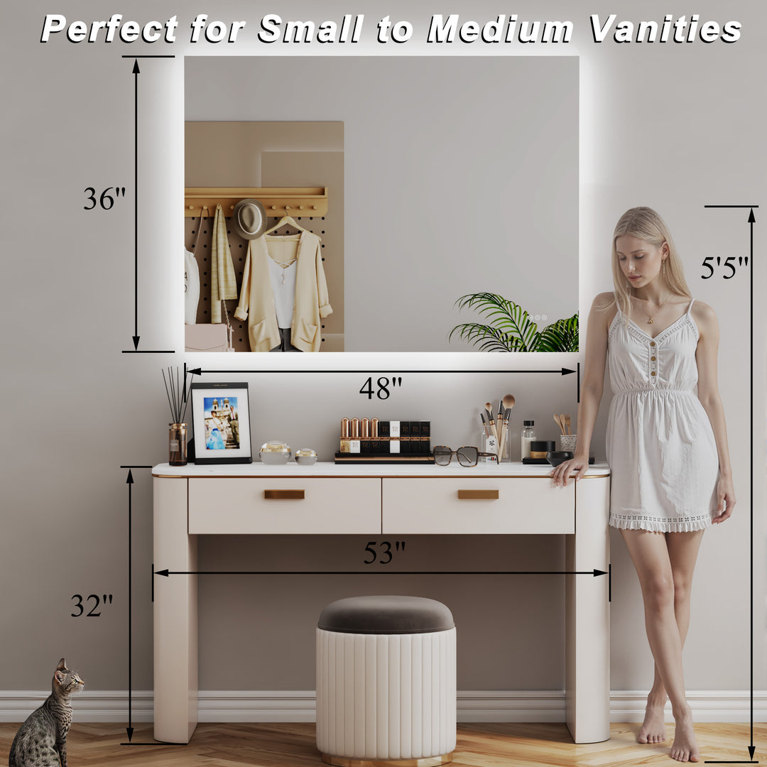Elevate Home Modern Frameless LED Lighted Anti-Fog Dimmable Tempred Bathroom&Vanity Mirror #BL02