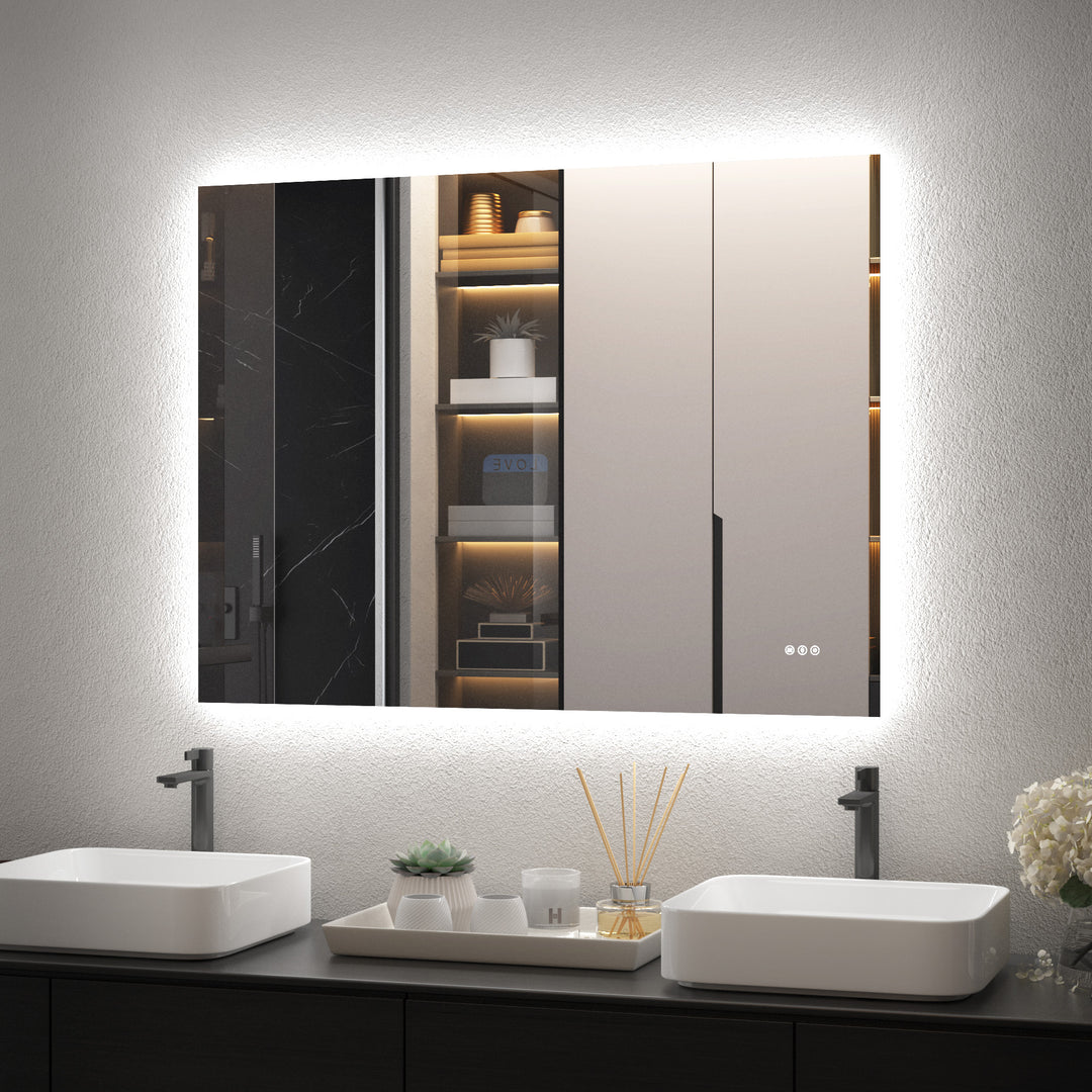 Elevate Home Modern Frameless LED Lighted Anti-Fog Dimmable Tempred Bathroom&Vanity Mirror #BL02