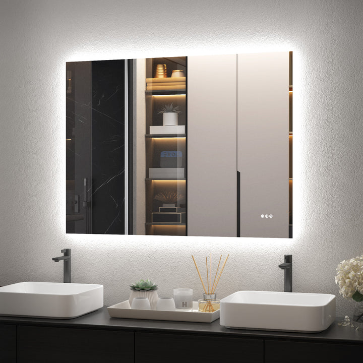 Elevate Home Modern Frameless LED Lighted Anti-Fog Dimmable Tempred Bathroom&Vanity Mirror #BL02