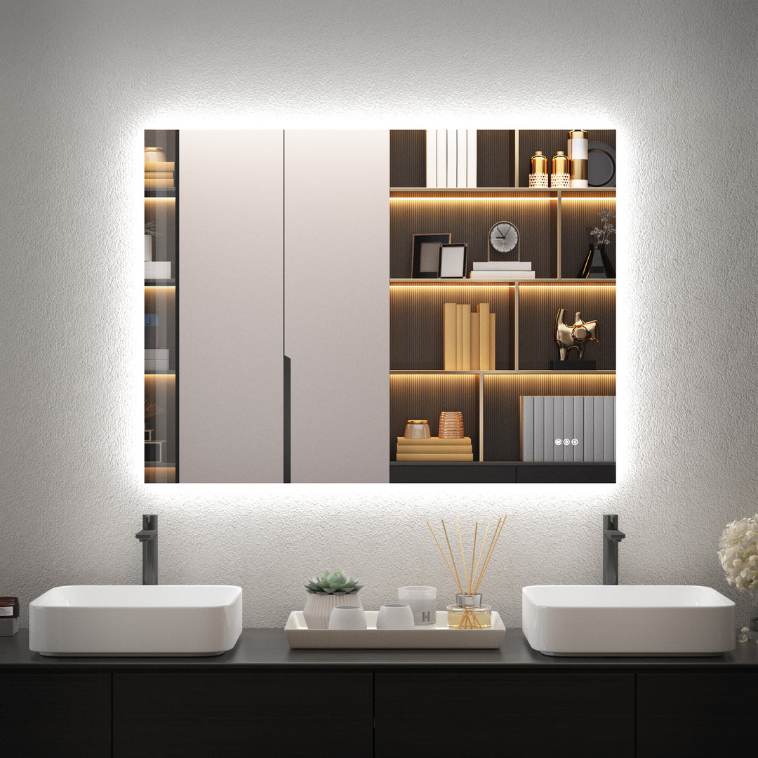Elevate Home Modern Frameless LED Lighted Anti-Fog Dimmable Tempred Bathroom&Vanity Mirror #BL02