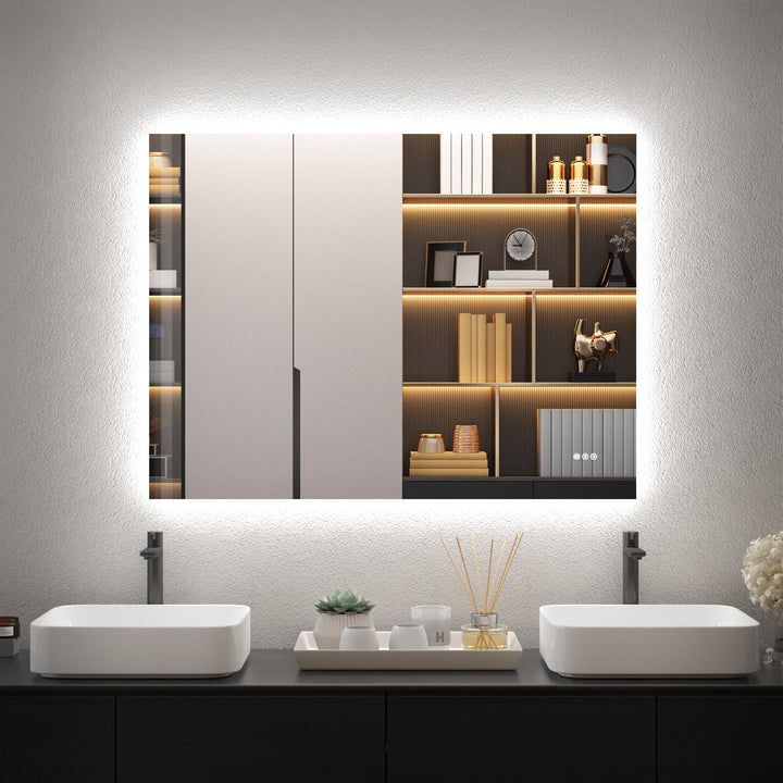 Elevate Home Modern Frameless LED Lighted Anti-Fog Dimmable Tempred Bathroom&Vanity Mirror #BL02