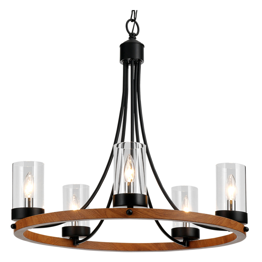 Maxax 5 - Light Candle Style Wagon Wheel Chandelier #MX19025