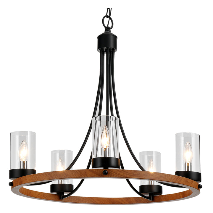 Maxax 5 - Light Candle Style Wagon Wheel Chandelier #MX19025-5