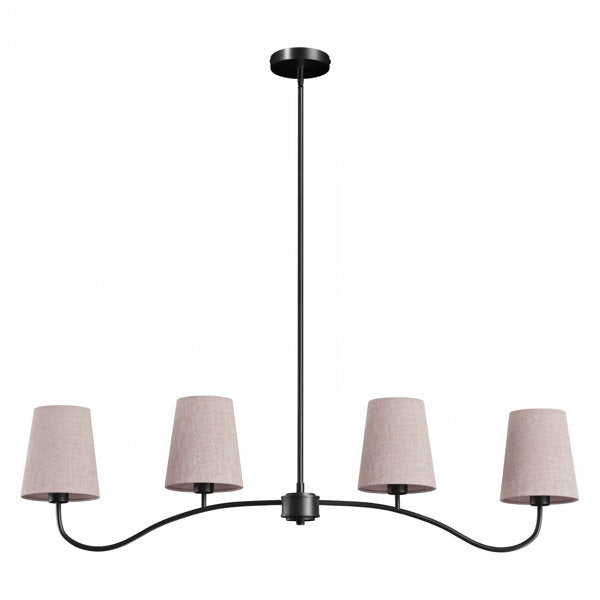 Twilight 4 - Light Electroplated Brass Iron & White Linen Shade Modern Kitchen Island Fixture Pendant Light #P39004
