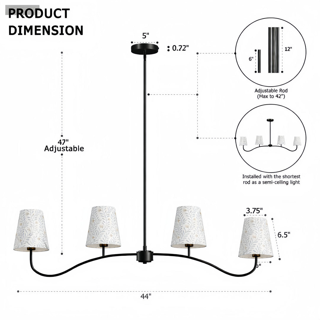 Twilight 4 - Light Electroplated Brass Iron & White Linen Shade Modern Kitchen Island Fixture Pendant Light #P39004