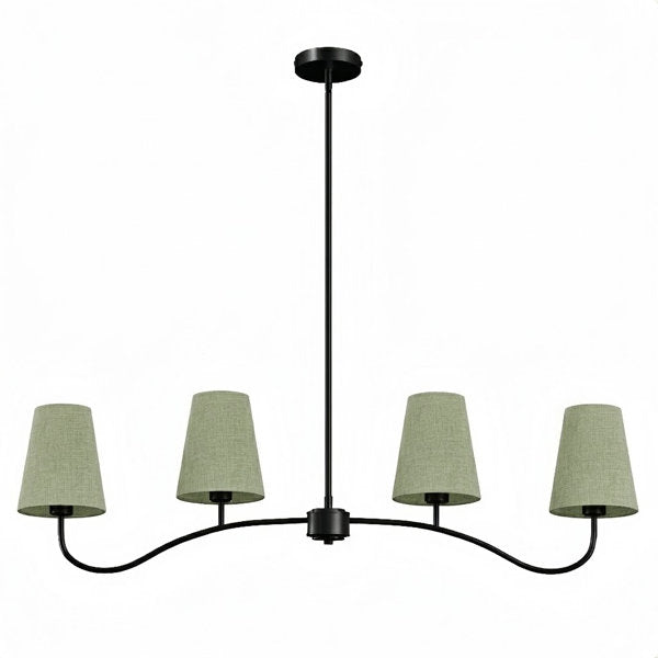 Twilight 4 - Light Electroplated Brass Iron & White Linen Shade Modern Kitchen Island Fixture Pendant Light #P39004