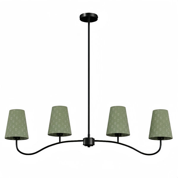 Twilight 4 - Light Electroplated Brass Iron & White Linen Shade Modern Kitchen Island Fixture Pendant Light #P39004