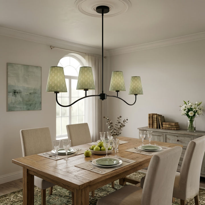 Twilight 4 - Light Electroplated Brass Iron & White Linen Shade Modern Kitchen Island Fixture Pendant Light #P39004