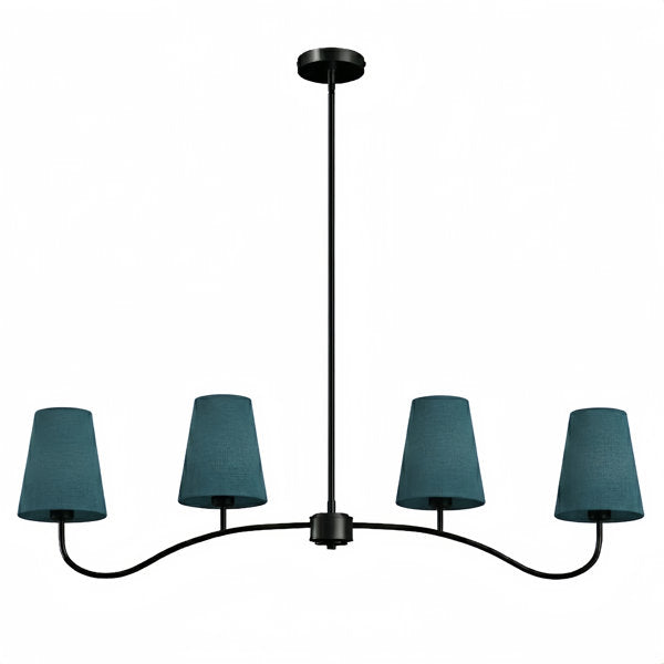 Twilight 4 - Light Electroplated Brass Iron & White Linen Shade Modern Kitchen Island Fixture Pendant Light #P39004