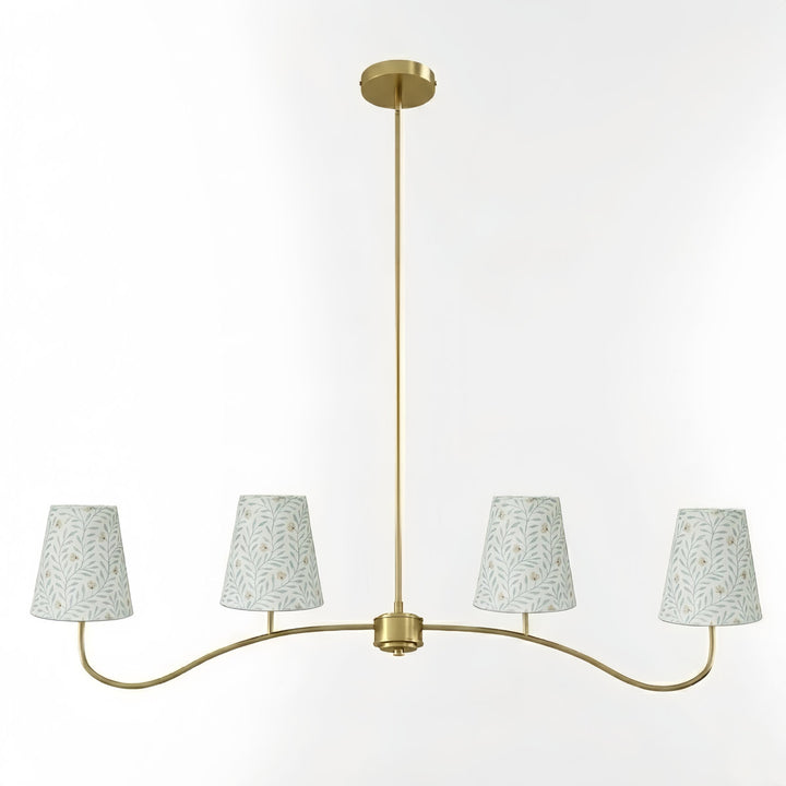 Twilight 4 - Light Electroplated Brass Iron & White Linen Shade Modern Kitchen Island Fixture Pendant Light #P39004