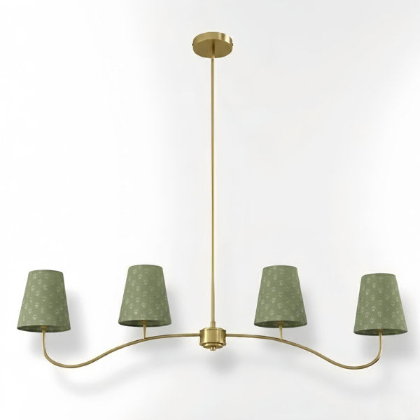 Twilight 4 - Light Electroplated Brass Iron & White Linen Shade Modern Kitchen Island Fixture Pendant Light #P39004