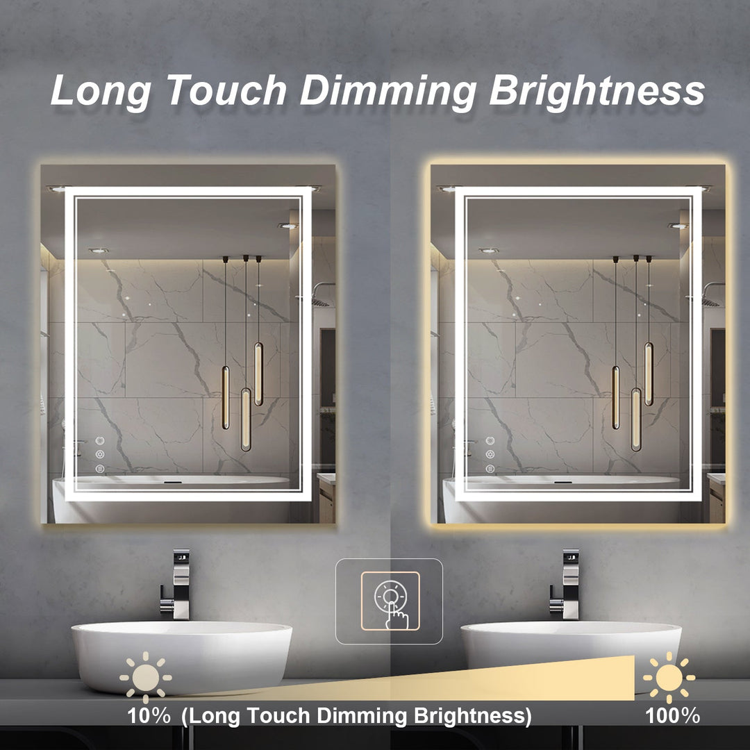 Modern Frameless LED Bathroom Mirror with Anti-Fog & Dimmable Lighting 40'' H X 24'' W #MXML01-106