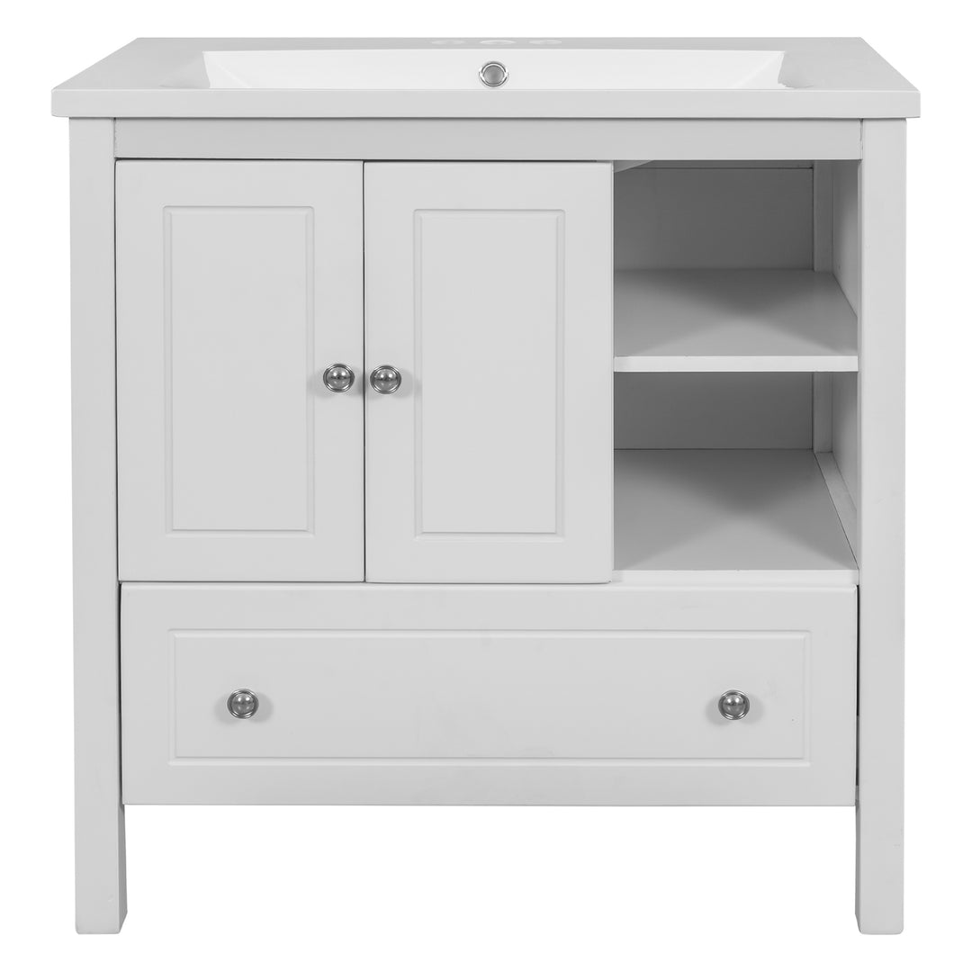 30'' Single Bathroom Vanity Cabinet With Ceramic Sink Top#BV-001-30GY