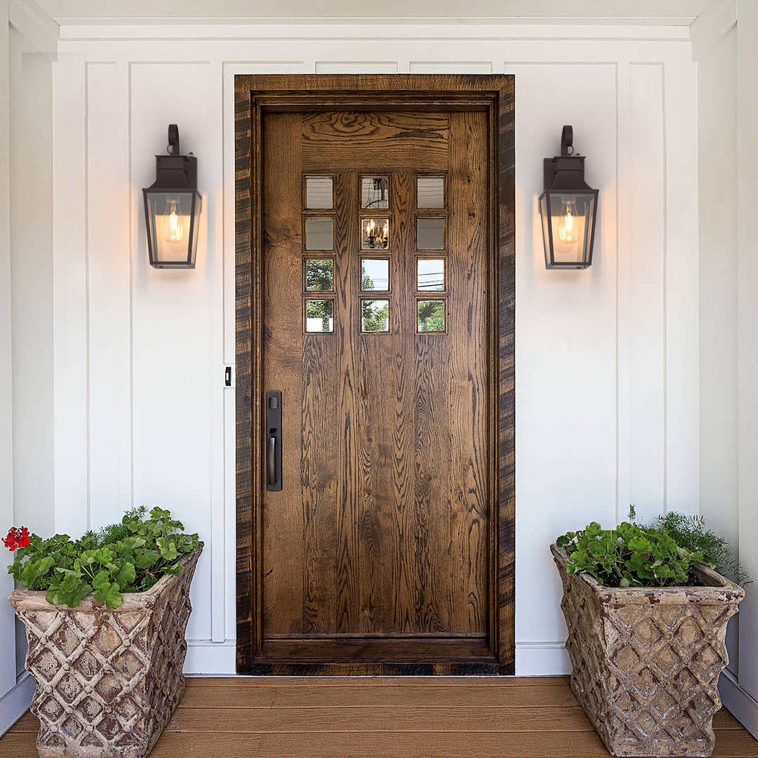 Tempered Glass Outdoor Wall Light With Dusk To Dawn #7060-2BK