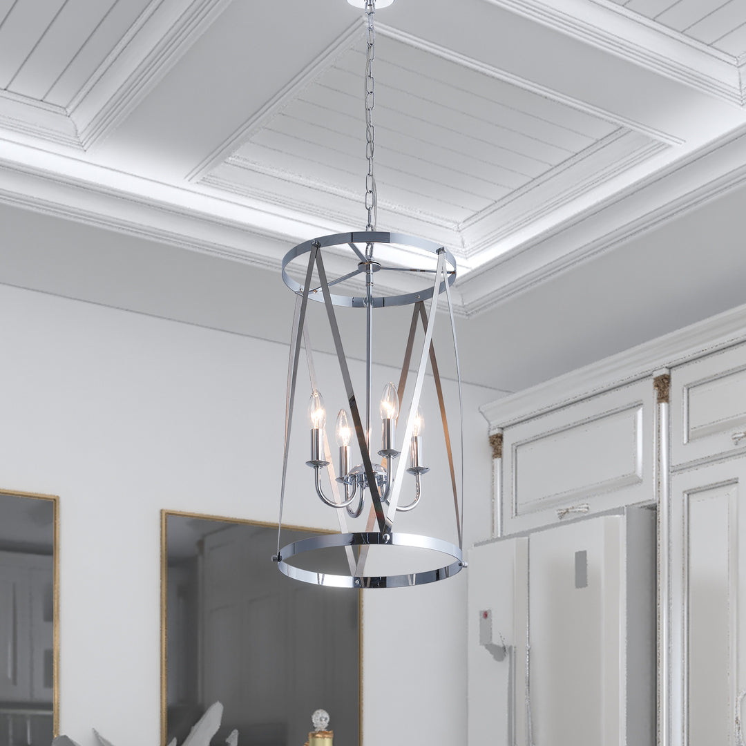 Maxax 4- Light Lantern & Candle Style Drum&Geometric Chandelier #19142