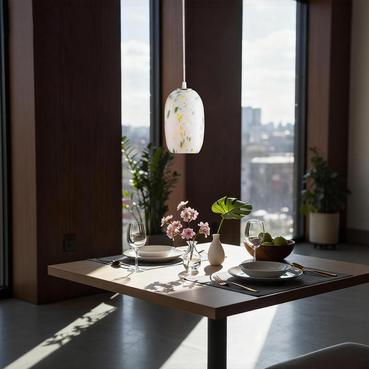 1 - Light 5" W Modern Nickel Jar Pendant With Hand-blown Art Glass For Dining Room Or Kitchen Island #28032