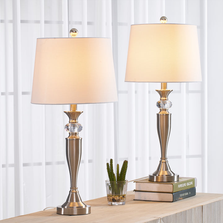 Lustre 27.5'' Crystal/nickel Table Lamp Set #T109