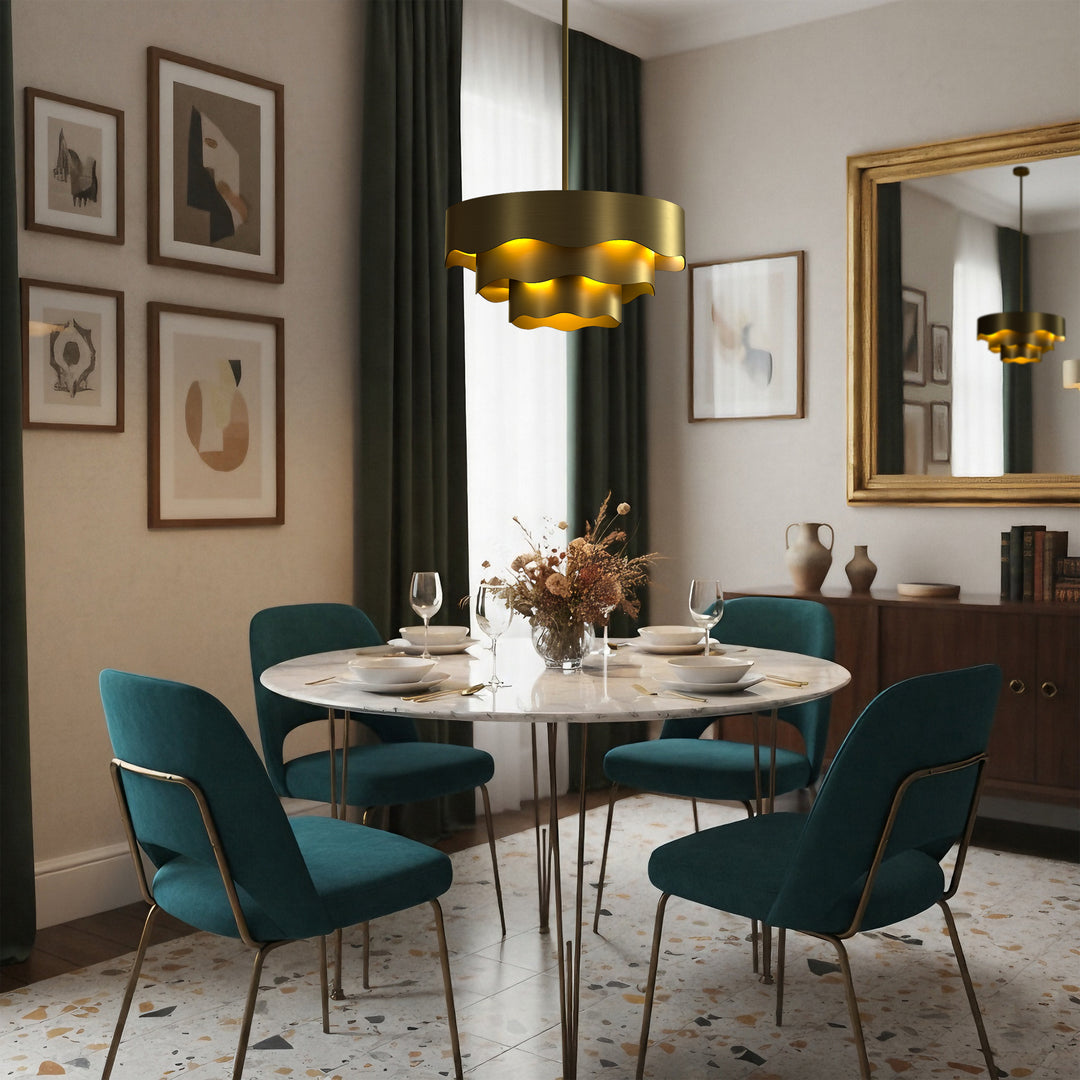 10 - Light 23.5" Electroplating Brass Tier Modern Drum Chandelier With Metal Shade #29022