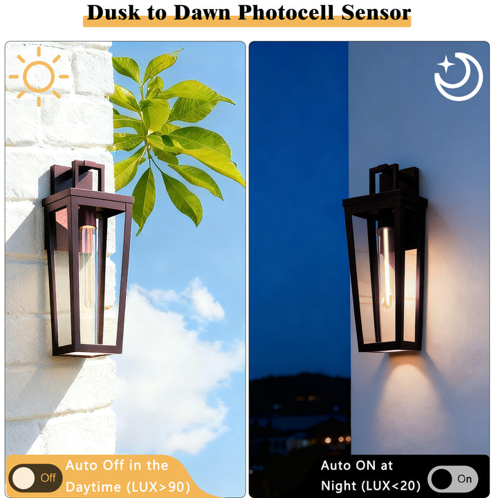 Solstice 16''H Black Wrought Iron Clear Tempered Glass Outdoor Wall Light With Dusk To Dawn #OW7097