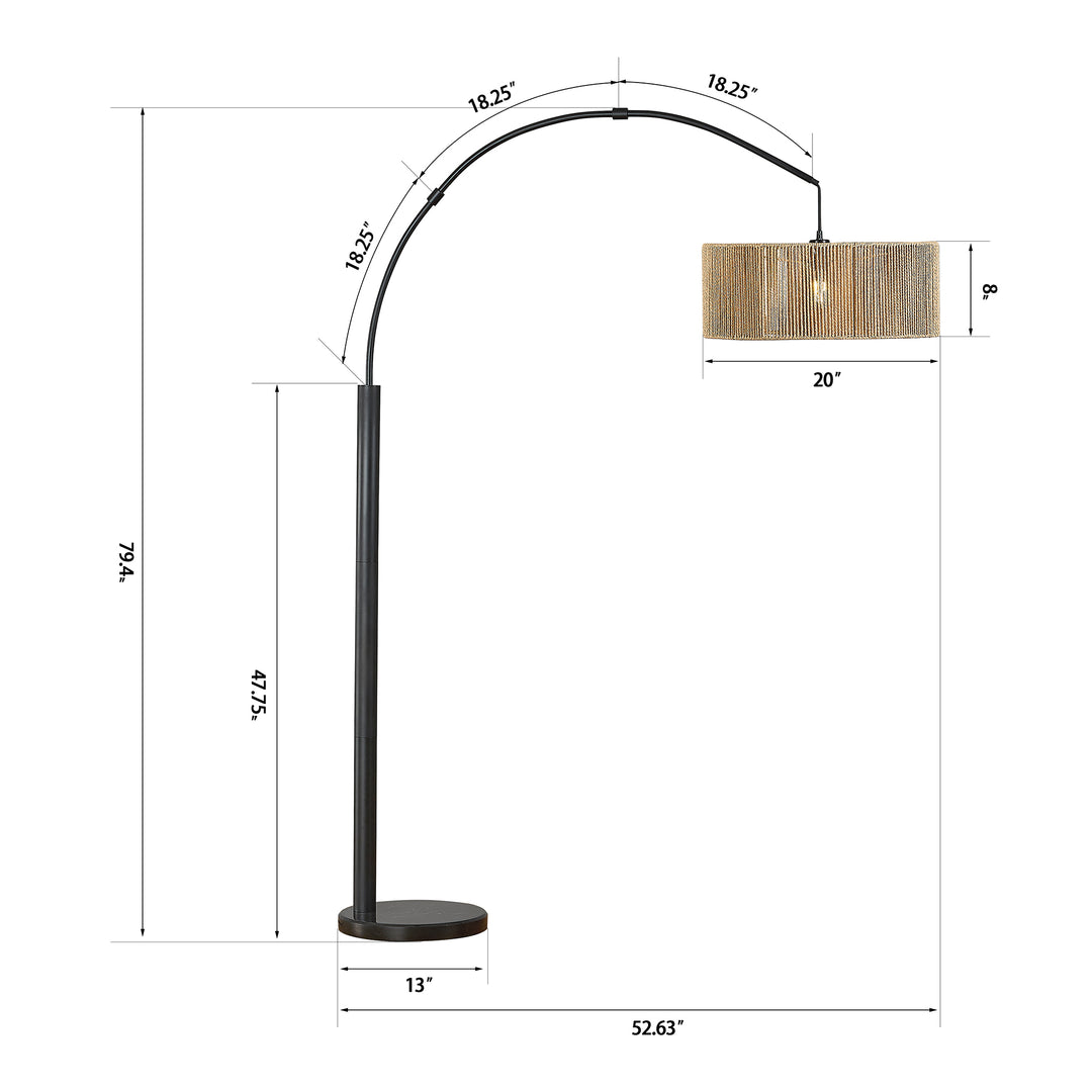 79.33'' Rope Woven Arched Floor Lamp #F216