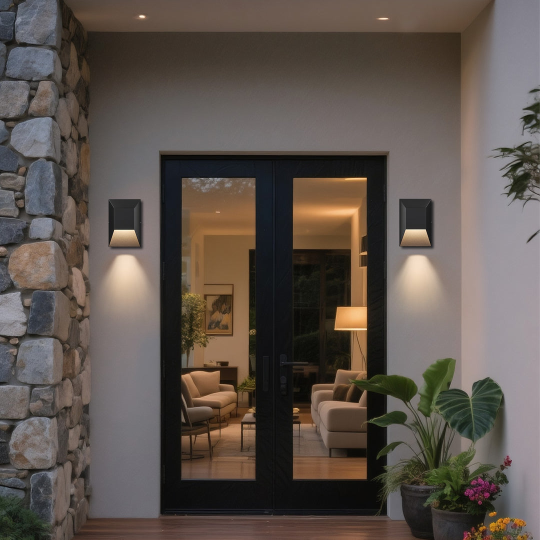Brandalynn 9''H 1-Light Dimmable Sand Grain Black Led Outdoor Wall Light #7080