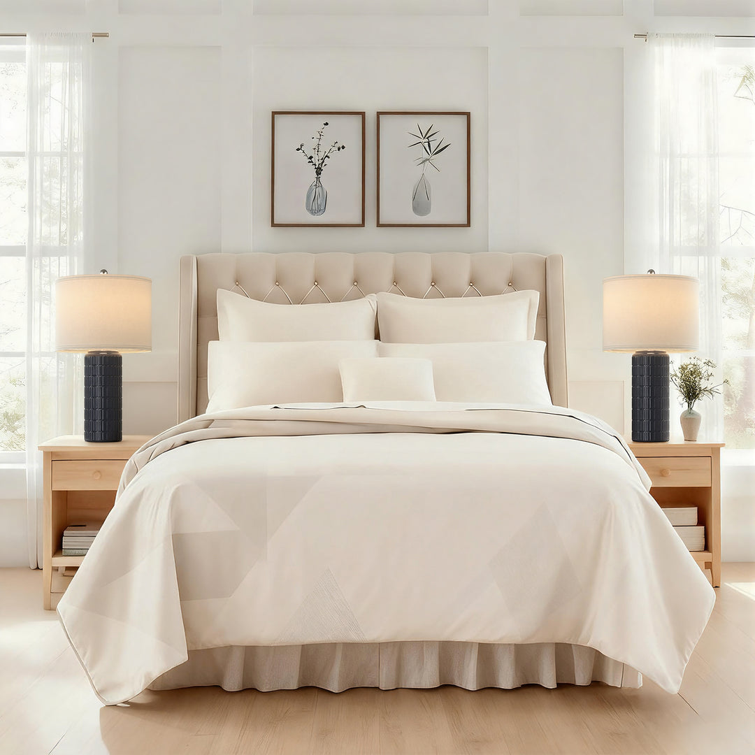 Illume 23" Contemporary Ceramic Table Lamp With Linen Shade, Modern Minimalist Design (Set of 2) #T282