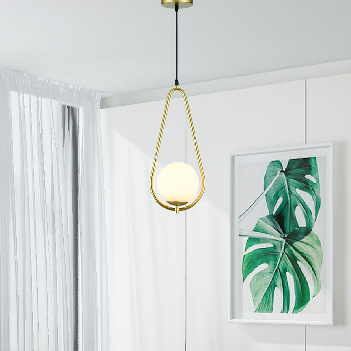 Maxax 1 - Light Single Globe Pendant with Wrought Iron Accents #MX5011