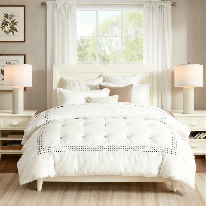 Aura 23" Contemporary Ceramic Table Lamp With Linen Shade, Modern Minimalist Design (Set of 2) #T282