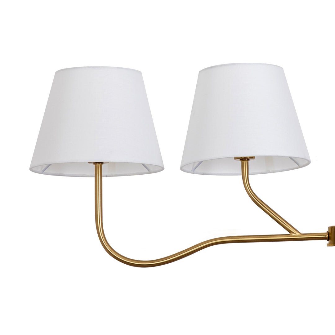 4-light Brass Finish Chandelier With White Linen Lampshades