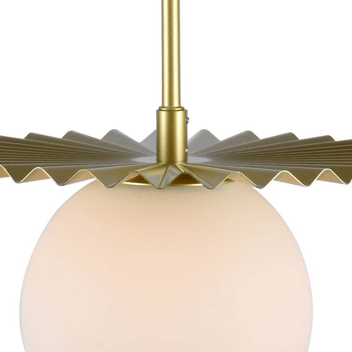 1 - Light 9.8" Single Gold Globe Wrought Iron Accents Modern Pendant with Glass Shade for Kitchen Island #5017