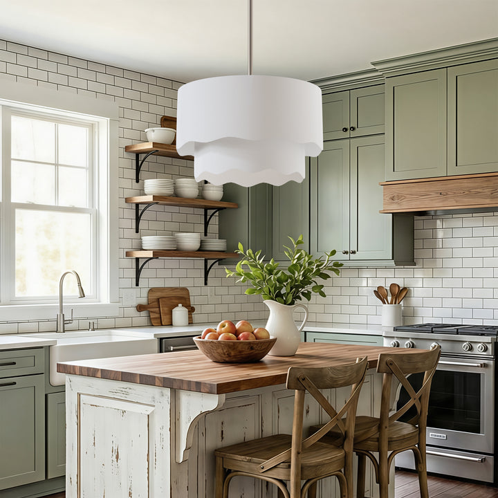 Twilight 3-Light Brass & White Modern Farmhouse Chandelier Light With Adjustable Height For Dining Room #39002