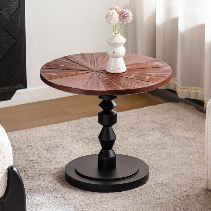 Timeless 23.6" Solid Wood Top Round End Table #25028
