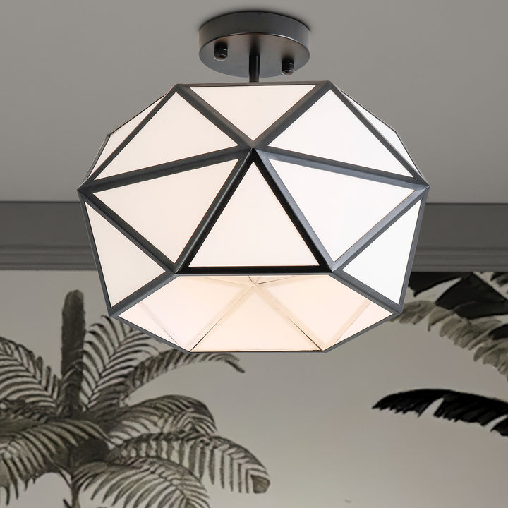 Zaza Designs 1 - Light 15.7in Shaded Drum Semi Flush Mount #19141