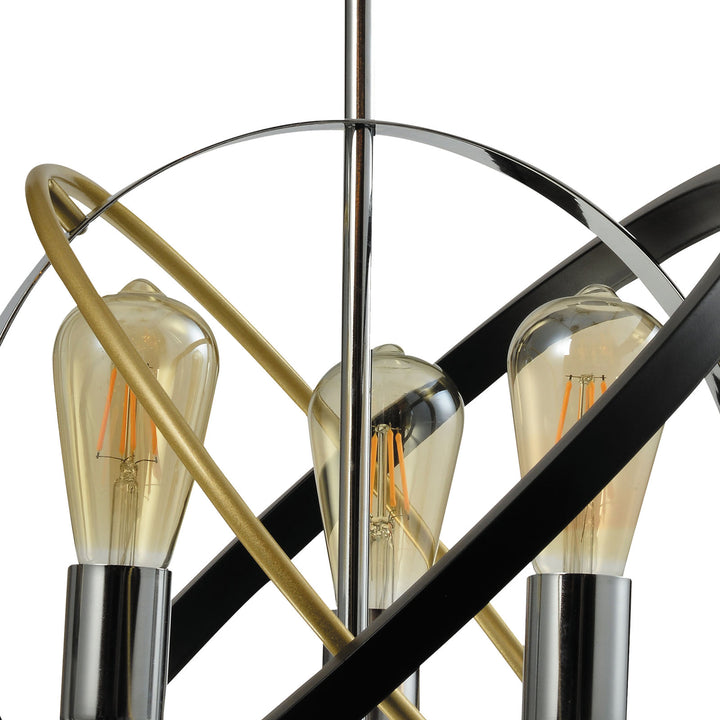 Maxax 3 - Light Lantern&Candle Style Globe&Geometric With Wrought Iron Accents #MX21032-3BG