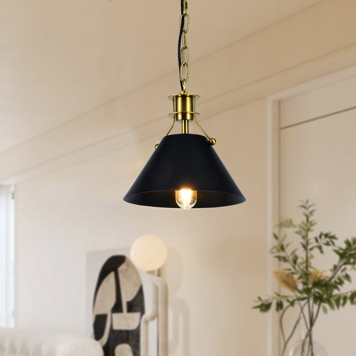 1 - Light Cone Pendant With Wrought Iron Accents #MX5012