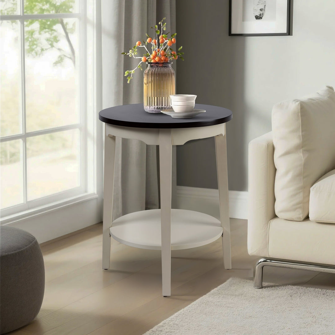Timeless 31.5'' Round Modern Solid Wood Coffee Table With 2-Tier Shelves #51003