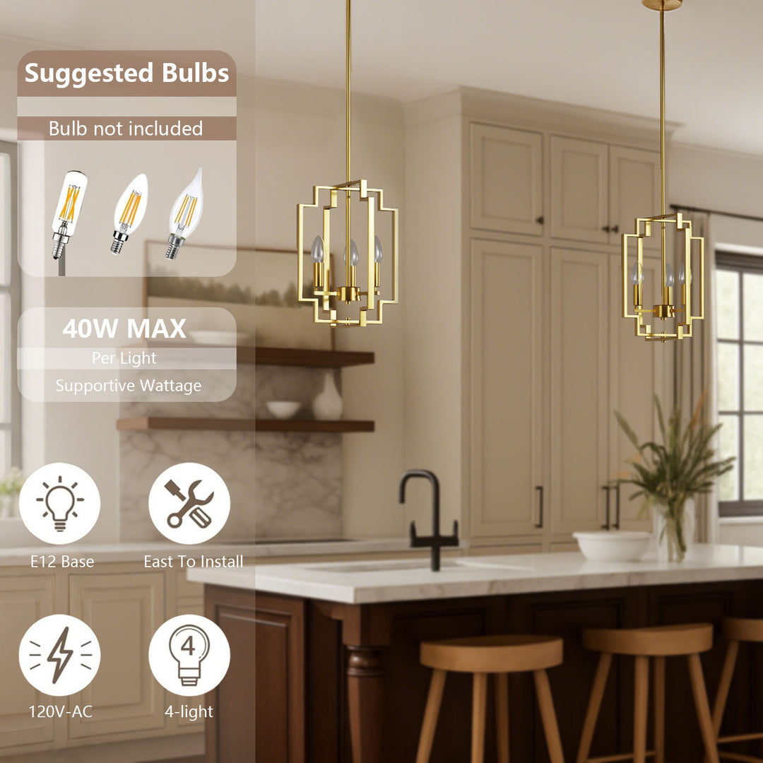 Maxax 3 - Light Lantern Square Chandelier with Wrought Iron Accent #MX1920