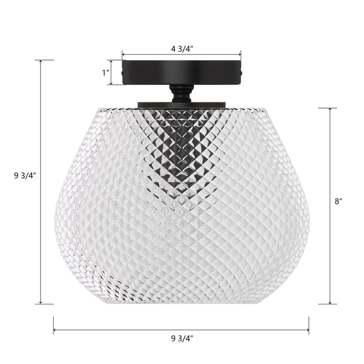 9.75'' 1 Light Modern Simple Clear Texture Glass Semi Flush Mount Lighting For Living Room/Bedroom #28028